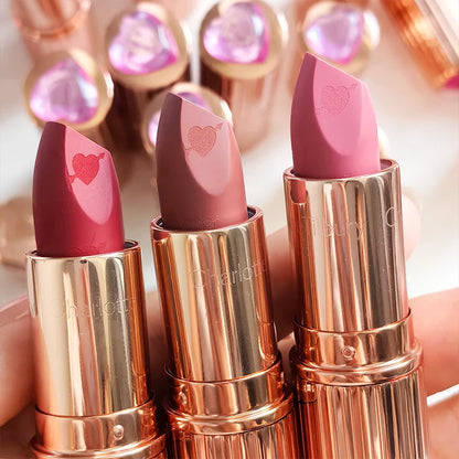 Rossetto in stick Charlotte New Pink Diamond Gold, fard in polvere colorato, lucidalabbra alla frutta, 4 colori, cosmetici portatili Tilbury