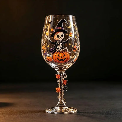 Set di Calici da Vino per Halloween in Confezione Regalo, Calici di Lusso in Vetro Artistico per Decorazioni da Tavola per Feste Invernali, Accessori Regalo per le Festività