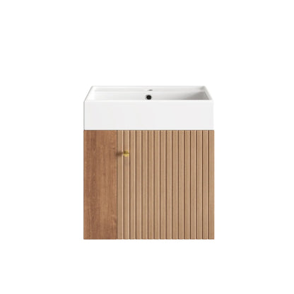 Mobile bagno sospeso con lavabo 55 × 31 × 66,5 cm e vani laterali