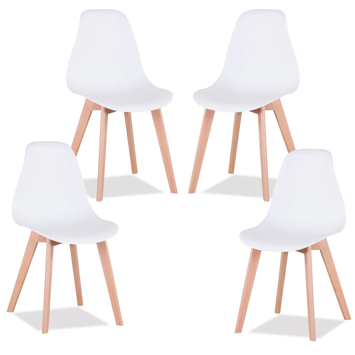 EGOONM Set di 4 sedie da pranzo medievali nordiche con gambe in legno massello per soggiorno sala da pranzo studio camera da letto (bianco/nero/grigio)