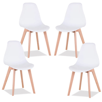 EGOONM Set di 4 sedie da pranzo medievali nordiche con gambe in legno massello per soggiorno sala da pranzo studio camera da letto (bianco/nero/grigio)