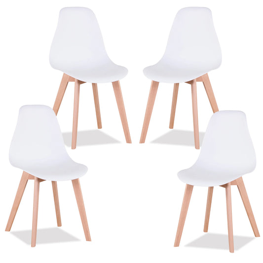 EGOONM Set di 4 sedie da pranzo medievali nordiche con gambe in legno massello per soggiorno sala da pranzo studio camera da letto (bianco/nero/grigio)