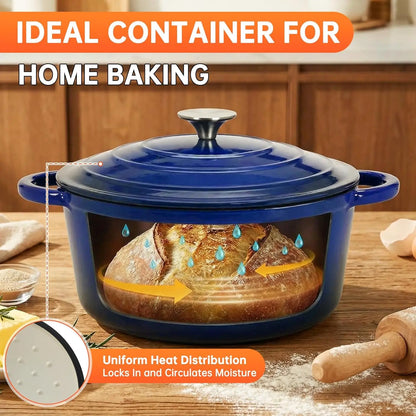 Set di Pentole in Ghisa Smaltata Antiaderente, 7 Pezzi, Set di Pentole e Padelle per Gas/Induzione, Senza PFOA e PFAS