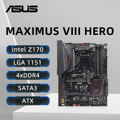 Scheda madre ASUS MAXIMUS VIII HERO, compatibile con CPU I7 6700K, 7700K, 7700, I5 6500, 7600, I3 6300, 6100, 4×DDR4 3733MHz, M.2, Z170.