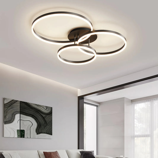 Lampadario a soffitto IRALAN con anello LED e telecomando, luce per soggiorno e tavolo da pranzo, illuminazione in acrilico.