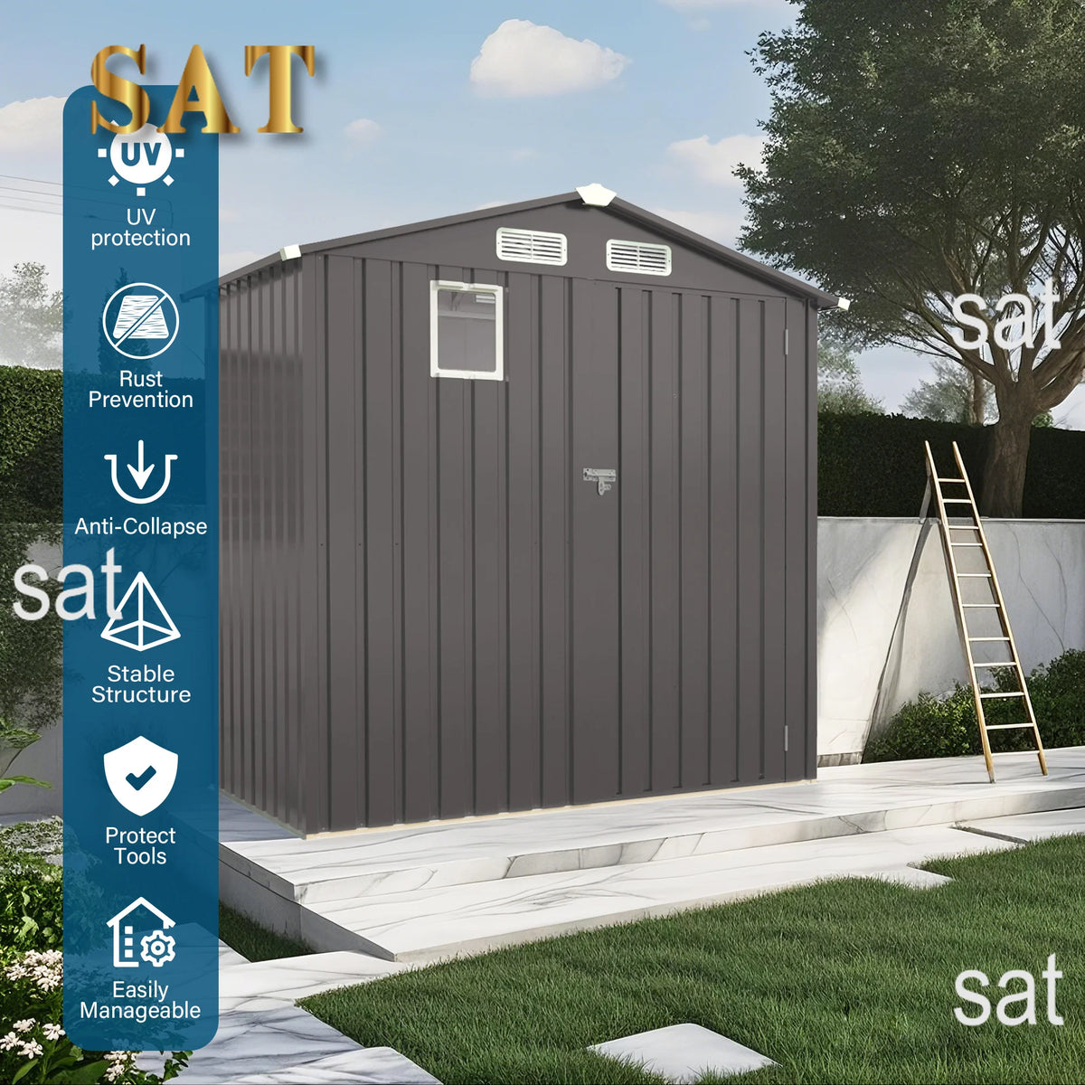 kb-2026 Nuovo Arrivo Capanno da Giardino in Metallo 6x4 FT di Qualità Premium, Casetta Attrezzi da Esterno con Kit di Fondamenta #