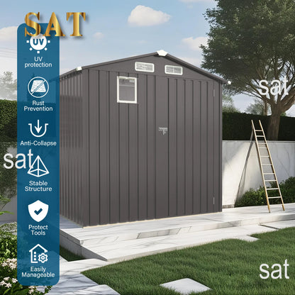 kb-2026 Nuovo Arrivo Capanno da Giardino in Metallo 6x4 FT di Qualità Premium, Casetta Attrezzi da Esterno con Kit di Fondamenta #