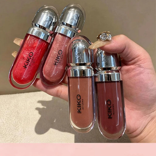 KIKO Milano 3D Hydra Lip Glass, rossetto effetto labbra in vetro, volumizzante, non appiccicoso, con finitura a specchio, colore applicabile in strati, resistente all'acqua, idratante, a lunga tenuta.