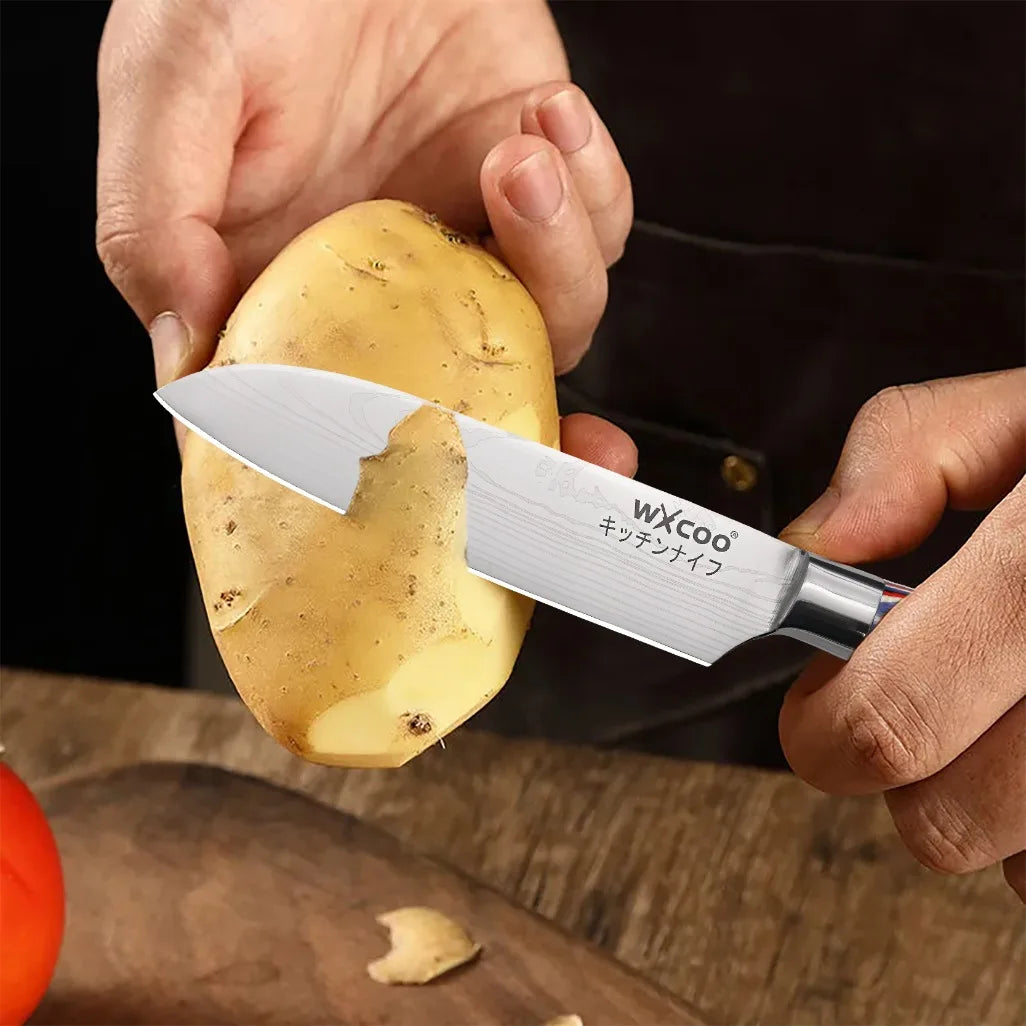 Set di 12/20 coltelli da chef in acciaio inox per pane, frutta e disossamento, leggeri e facili da usare, ideali come regalo per le festività per uomini.