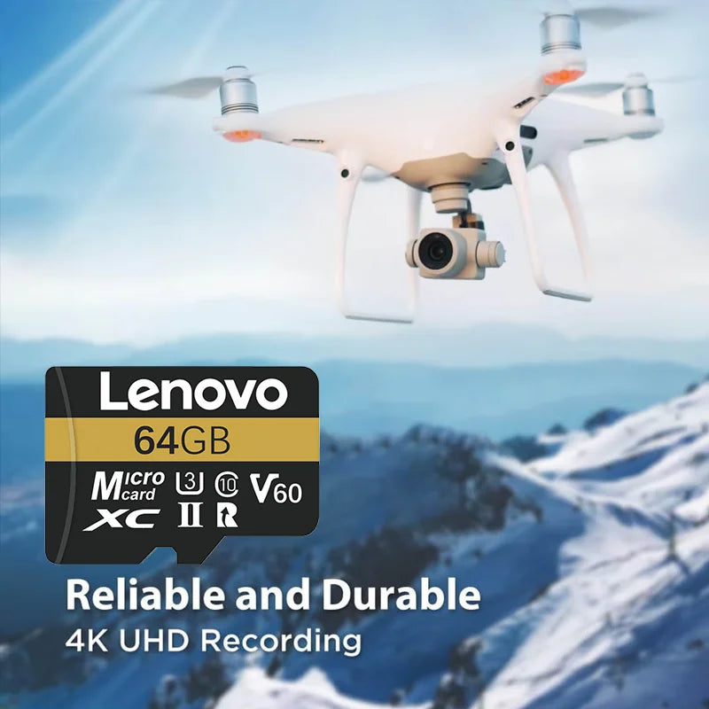 Scheda di memoria Lenovo ad alta velocità, 256 GB, 512 GB, classe 10, UHS-I, MicroSDXC, 1 TB, 128 GB, per droni DJI e fotocamere GoPro Hero, ideale per riprese in 4K.