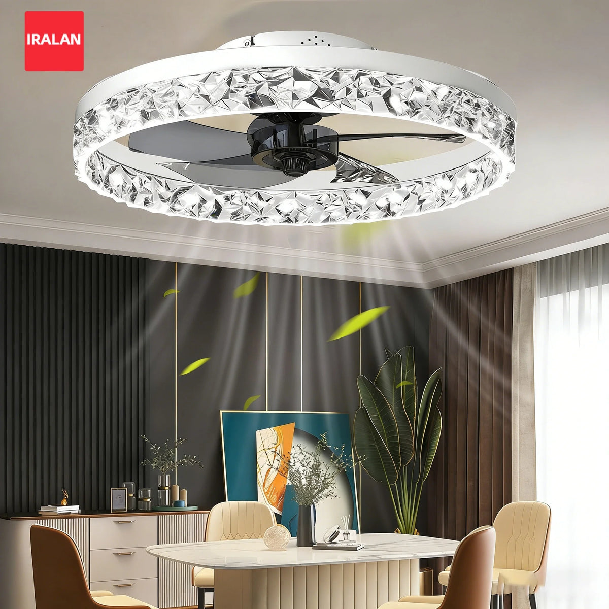 Ventilatore da Soffitto Intelligente con Lampada, Controllo Remoto e App, 6 Livelli di Vento, Dimmerabile, Nero Bianco 50CM, Ventilatore per Raffreddamento Domestico