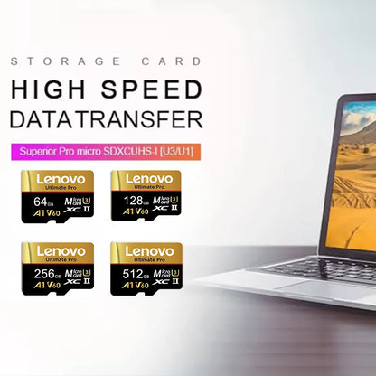 Scheda di memoria MicroSD Lenovo ad alta velocità, 1 TB, 256 GB, 512 GB, classe 10, UHS-I, per Nintendo, droni DJI, fotocamere GoPro, 128 GB, 64 GB.