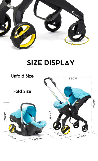 Passeggino 3-in-1 per Neonati, Sistema da Viaggio con Sedile Auto Rimovibile, Telaio in Alluminio Leggero e Ammortizzazione degli Urti, per Bambini da 0 a 4 Anni