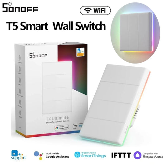 Sonoff TX Ultimate SONOFF T5 Sonoff Interruttore da parete 86/120 Accesso completamente touch Bordo luminoso a LED Multi-sensoriale tramite Alexa Home Smartthings