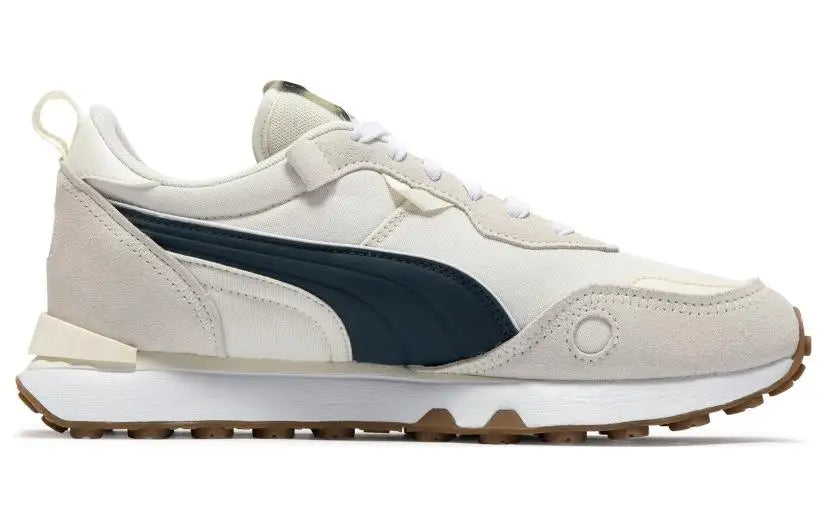 Scarpe sportive Puma Rider Fv Pop Fs in nylon e camoscio, resistenti all'usura, modello basso, per il tempo libero, sneakers bianche e blu 391925-03
