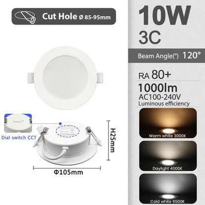 Confezione da 1-10 Faretti LED 3 CCT con Cambio Colore 3000K 4000K 6500K AC 110V 220V, Luce da Soffitto 6W 10W 14W 17W 20W 24W per Casa e Ingresso