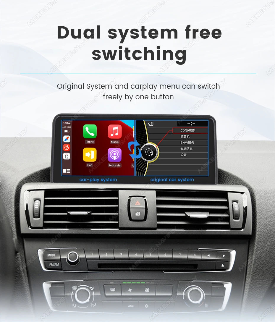 MEKEDE Sistema di Navigazione GPS Multimediale Wireless CarPlay Android Auto da 8,8 Pollici per BMW Serie 3/5 E60 E61 E63 E64 E90 E91 E92 E93 Schermo QLED Lettore Video 4K Autoradio