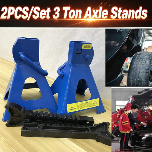Supporti per Assali Auto e Furgoni da 3 Tonnellate, Robusti in Acciaio, Altezza Regolabile 29-43cm, Confezione da 2
