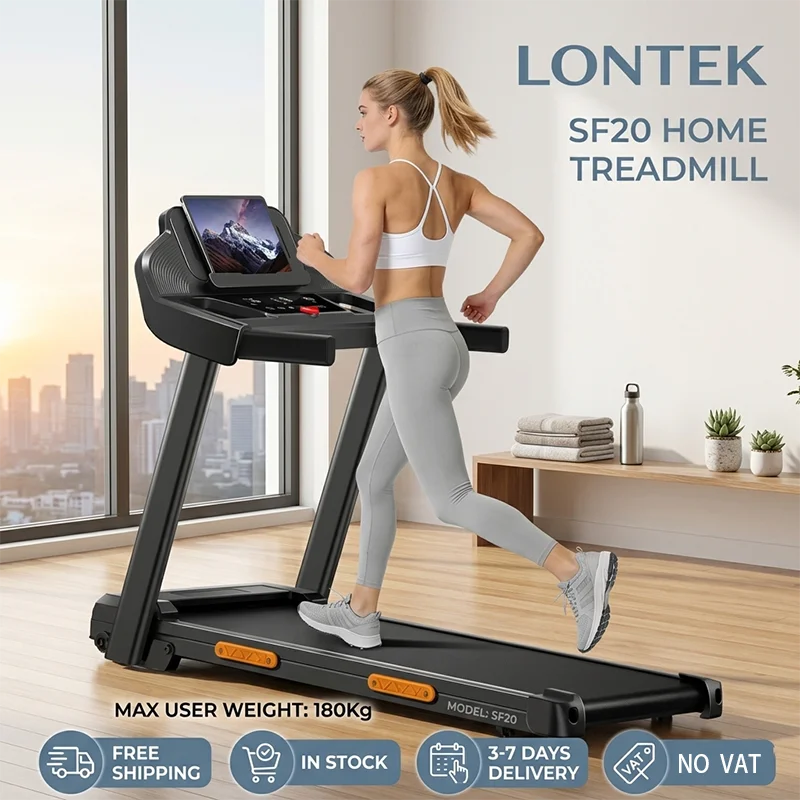 LONTEK SF20 Tapis roulant pieghevole con tre schermi più ampi e supporto, inclinazione del 15% e velocità massima di 12 km/h, 12 programmi preimpostati, capacità di carico di 180 kg