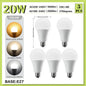 Set di 5 Lampadine LED E27 da 20W, 18W, 15W, 12W, 10W, 9W, 8W, AC220V, Potenza Reale, A60 A80, per Soggiorno e Casa