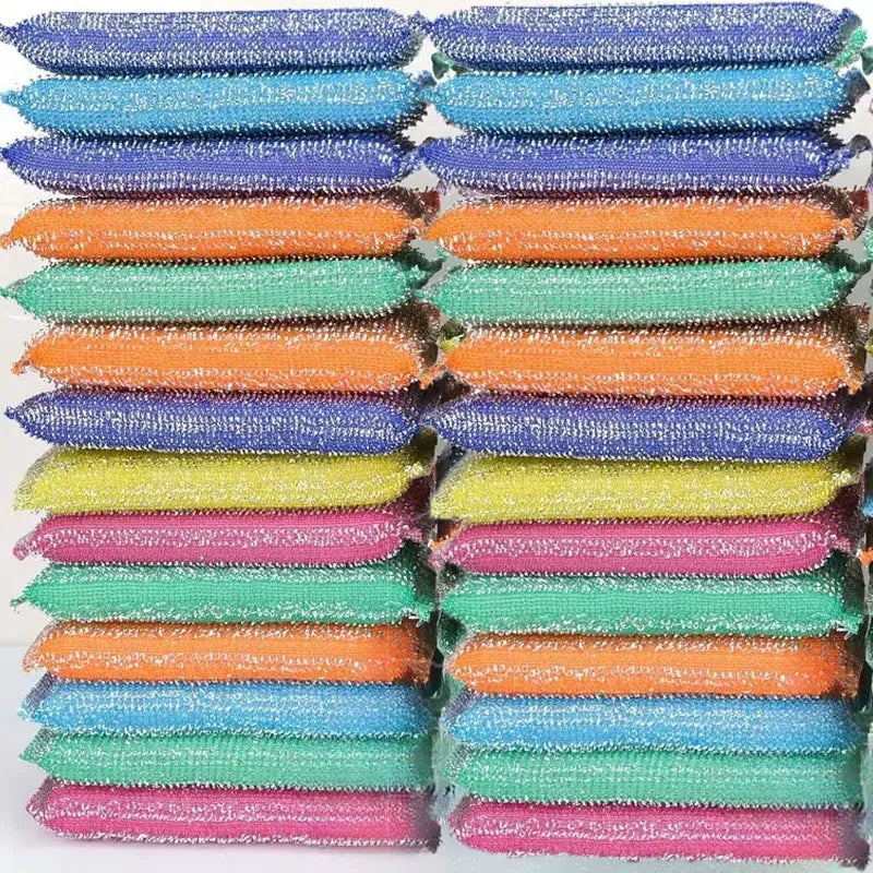 10/30pcs Filo di Acciaio Spugna Pulire Spazzola Olio Antiaderente Double Sided Panno di Pulizia Cucina Strofinaccio Tampone Straccio Strumento di Pulizia