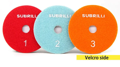 Set di 3 Dischi Flessibili Diamantati da 4 Pollici per Lucidatura in 3 Fasi, per Granito, Marmo, Pietra e Calcestruzzo, Set di Utensili Abrasivi da 100mm