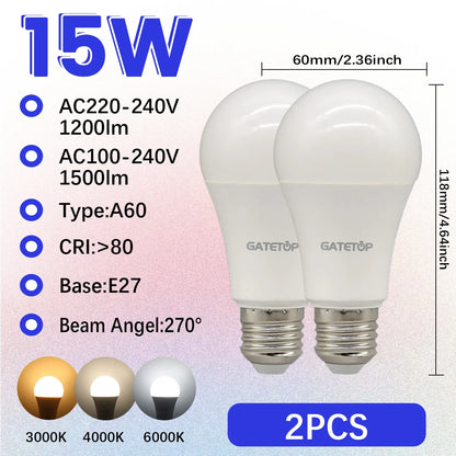 Confezione da 1-10 Lampadine LED 15W 120V 220V 3000K 4000K 6000K Luce Diurna CRI80 Senza Sfarfallio per Illuminazione Domestica Camera da Letto