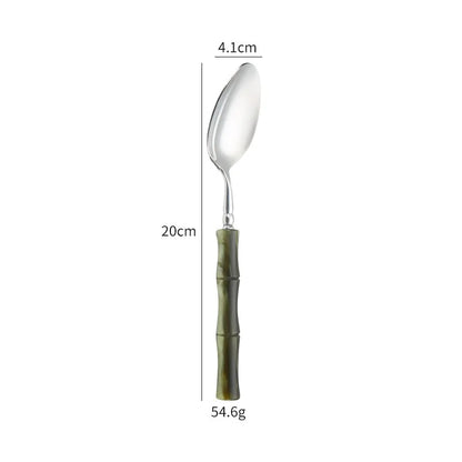 Nuovi posate in resina stile bambù 18/10 in acciaio inossidabile 304 posate classiche set di stoviglie argento blu verde crema trasporto di goccia