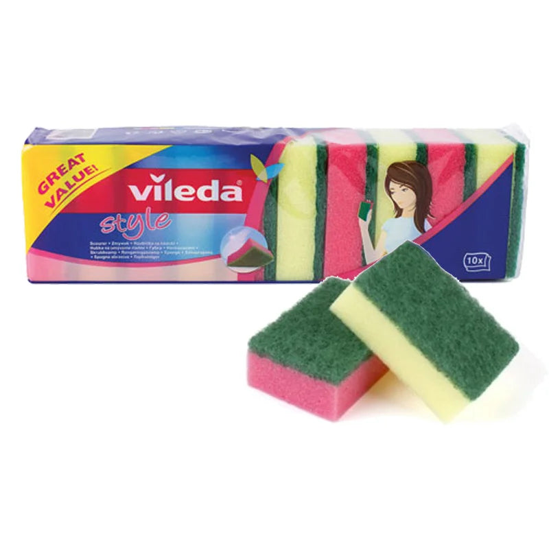 Vileda Abrasivi Style Confezione da 10 Spugne, Multicolore, 35x30x31 cm, Set di 10 Spugne per Lavastoviglie