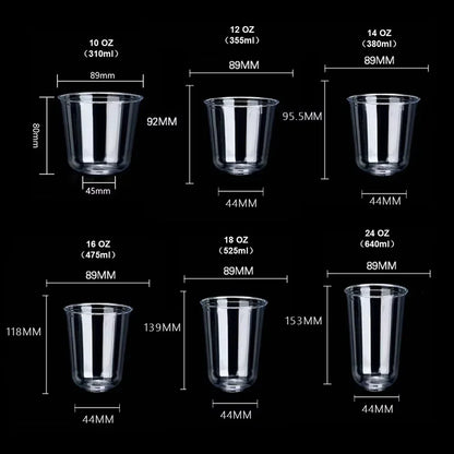 400ml 100% biodegradabile riciclabile trasparente usa e getta per bevande in plastica Pla tè al latte caffè tazza di liquido con cannuccia