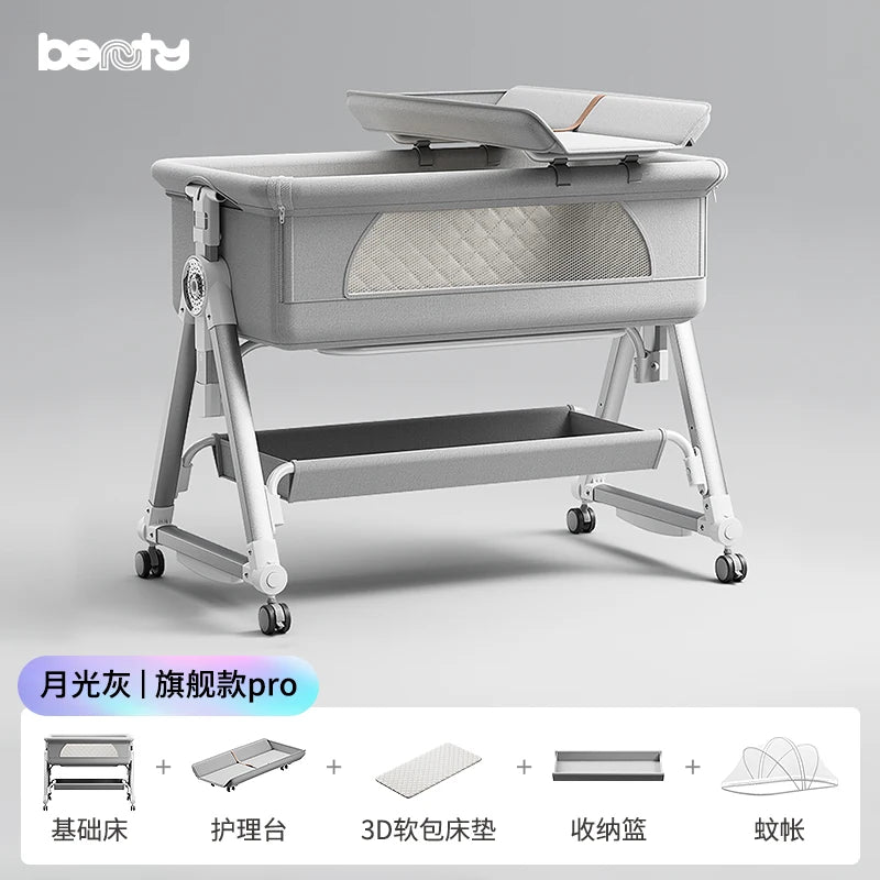 Culla per bambini, giunzione portatile, culla per lettino, culla da comodino per bambino, culla da comodino 3 in 1 con ruote