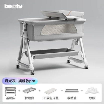 Culla per bambini, giunzione portatile, culla per lettino, culla da comodino per bambino, culla da comodino 3 in 1 con ruote