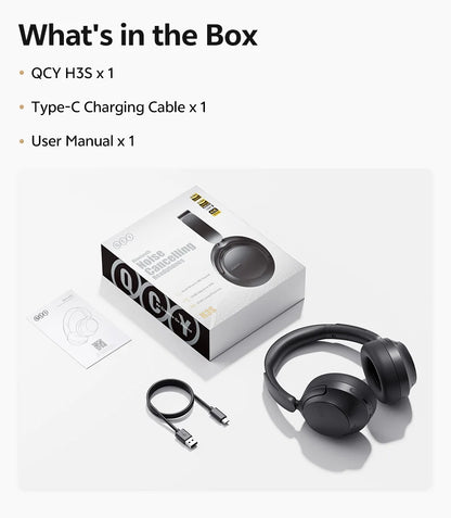 QCY H3S ANC Cuffie over Ear -56dB Cuffie con cancellazione del rumore Bluetooth 6.0 Auricolari audio spaziale LDAC ad alta risoluzione Doppio driver