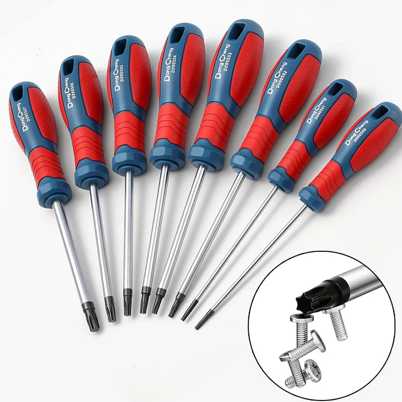 Set di Cacciaviti Torx T8 T10 T15 T20 T25 T27 T30 T40 in Cromo Vanadio con Punta Magnetica Antiruggine, Manico in TPR, Alta Coppia, Utensile a Stella