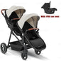 Passeggino Doppio per Bambini da Esterno, Multifunzionale 3-in-1, con Due Seggiolini Auto per Bambini