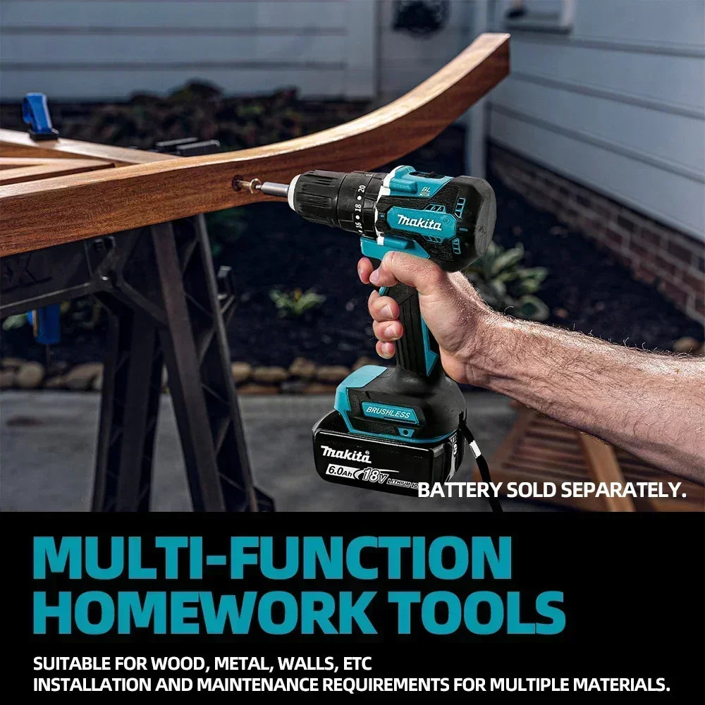 Makita DDF487 Trapano Avvitatore a Batteria 18V Brushless Compatto ad Alta Coppia a Velocità Variabile per Lavorazione del Legno Compatibile con Batterie Makita