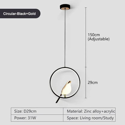 Lampadari a sospensione a LED per uccelli gazza girevoli per interni per lampade a sospensione a soffitto a linea regolabile da comodino per cucina e pranzo