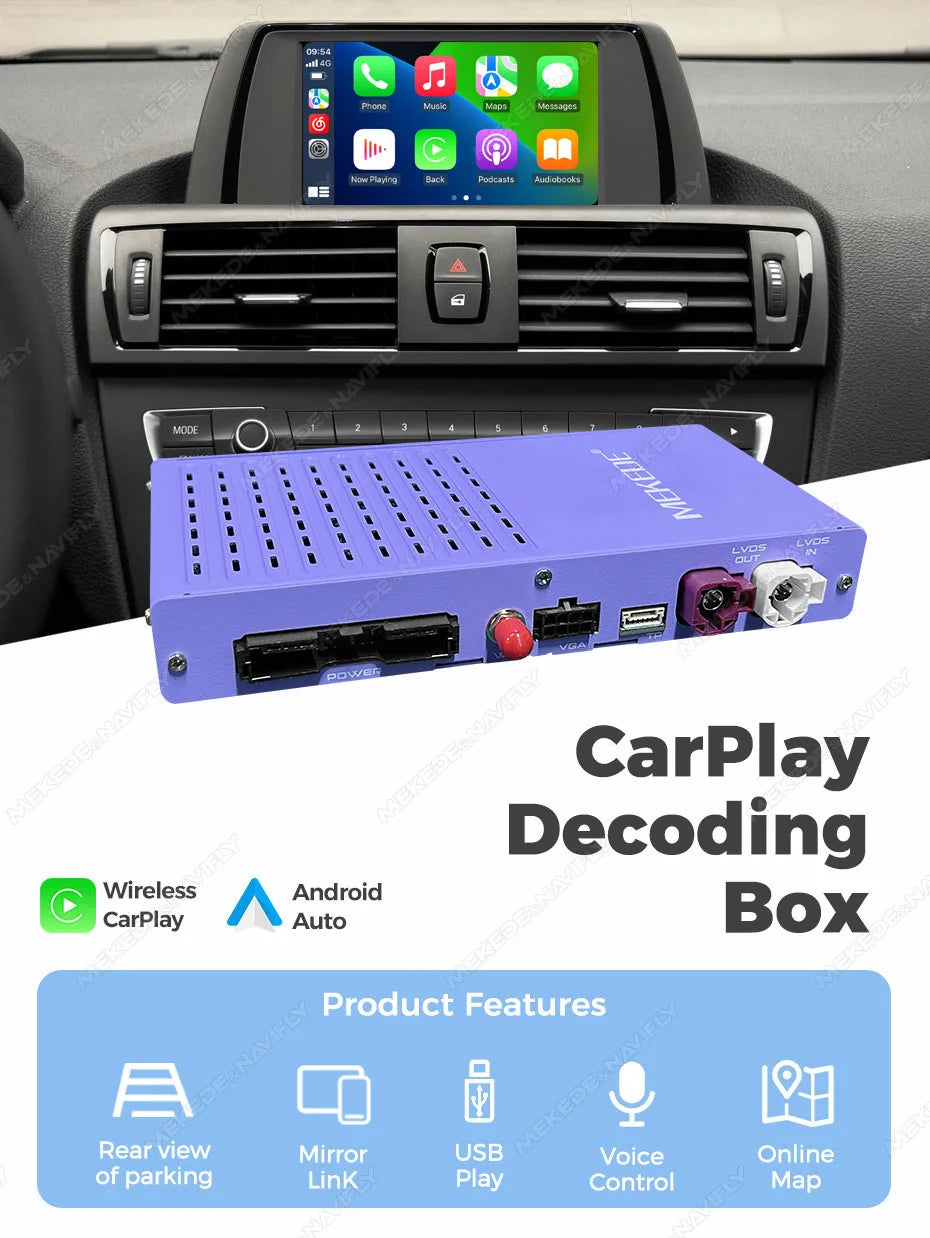 MEKEDE Modulo BOX DSP HiFi con mirroring, CarPlay wireless, Android Auto, AirPlay, Autolink per BMW F20 F21 F30 F31 F34 F07 F10 F11 F01 F2 F25 E60 E61 E81 E82 E84 E87 E88 E89 E90 E91 E92 E93 E70 E71 Sistema CIC