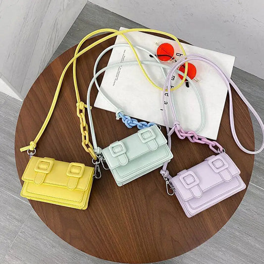 Mini borse a tracolla piccole per donna Borsa a catena per ragazza Borsa in pelle PU Borse a tracolla per ragazza da donna Designer 2022 Estate Giallo