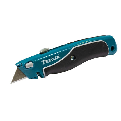 Coltello multiuso Makita con lame a scatto, caricamento facile, lame extra retrattili, impugnatura comoda in gomma, strumento manuale combinato completo