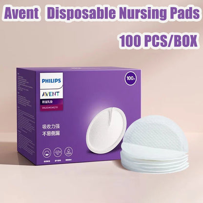 Avent 100 pezzi di assorbenti e toppe monouso traspiranti e a prova di perdite, prevengono il troppopieno durante l'allattamento e la postpar