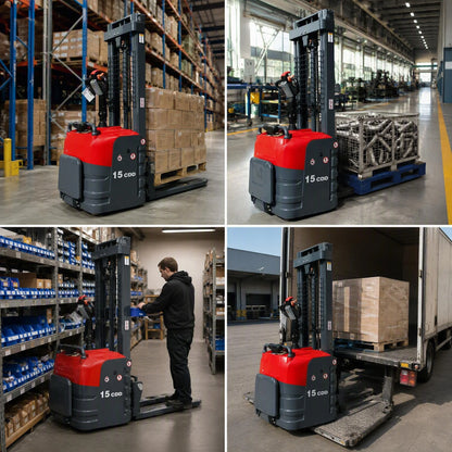 Transpallet Elettrico 1.5T 2T con Operatore a Bordo in Vendita Prodotto di Grande Successo Opzioni di Lunghezza 2m 4m 5m Disponibili