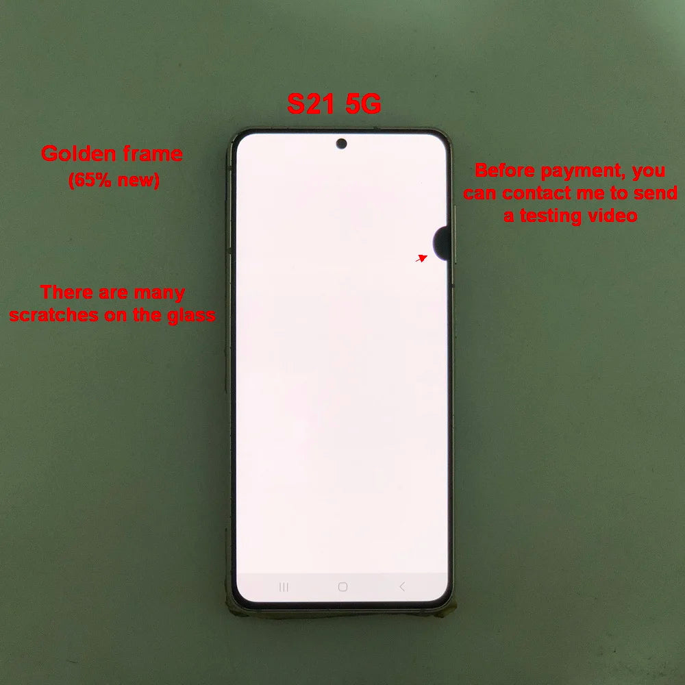 Display LCD Super AMOLED per Samsung S21 5G G990F G991F G991U G991B/DS, Schermo Touch Digitizer 6.2'' con Difetti, Ricambio Schermo