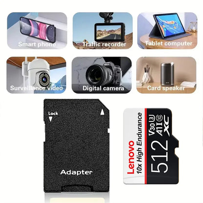 Scheda Micro SD Lenovo ad alta velocità, 512 GB, 1 TB, classe A2, per Nintendo Switch, Steam Deck e smartphone – disponibili anche schede di memoria da 256 GB e 128 GB.
