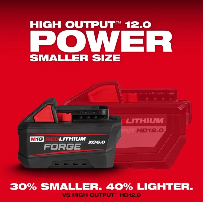 Milwaukee 100% M18 REDLITHIUM FORGE 6.0 Batteria – Ioni di Litio Standard, 18V, 48-11-1861 Per Tutti gli Utensili Elettrici a Batteria della Serie M18