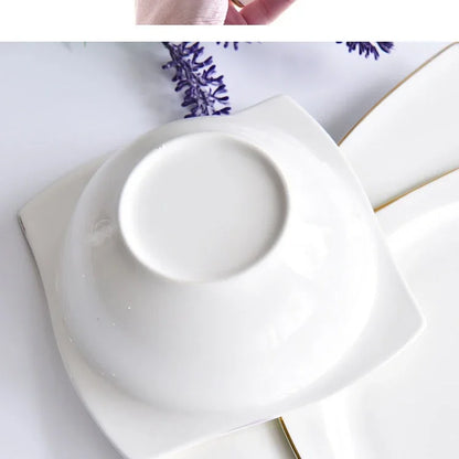 Set di Piatti in Ceramica, Stoviglie in Porcellana Bone China, Set Creativo di Piatti e Vassoi Phnom Penh, Piatti Quadrati, Servizio da Tavola per Cucina