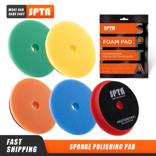 (Vendita singola) SPTA 5"(125mm)/6"(150mm) Pollici Spugna per lucidatura con bordo smussato piatto per lucidatore per auto DA/RO/GA