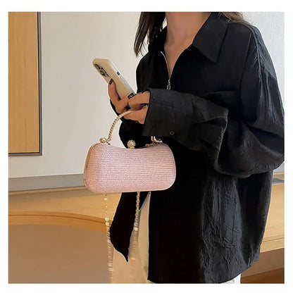 Borsa da sera da donna con perline da sposa Borsa da pranzo Borse a tracolla a catena Elegante pochette con strass Borsa da sera a forma di uovo