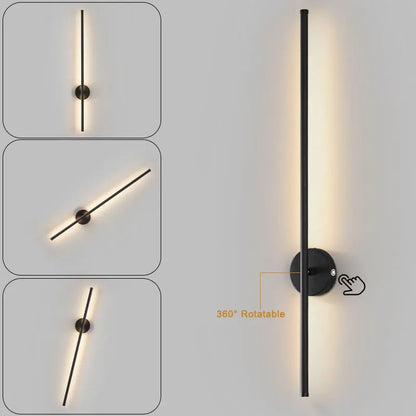 Lampade da parete a LED con batteria ricaricabile wireless con telecomando 3CCT 360 °   Lampada da parete a LED dimmerabile con interruttore tattile girevole nera