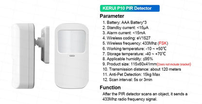Sistema di Allarme Domestico KERUI con Schermo Touch da 7 Pollici, WiFi+4G, Compatibile con Tuya Smart, Protezione di Sicurezza FSK/ASK, Sensore PIR 433MHZ